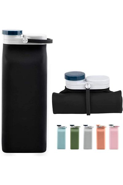 Generic SYOSI Lightweight Collapsible Water Bottle 20oz - BPA Free Foldable Sports Bottle with Triple Leak