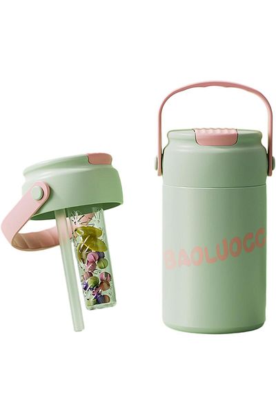 Generic Excefore Insulated Water Bottle with Straw, 18 oz Stainless Steel Travel Thermos, Tea Water Separat