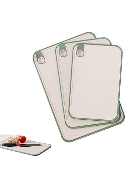 Generic X spring Kitchen Chopping Board, 3 PCS Non Slip Chopping Board with 3 Sizes, Wheat Straw Cutting Bo