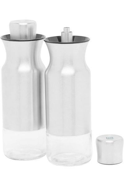 Generic Flamberg Premium Dispenser Set for Oil & Vinegar, Silver, 360 ml