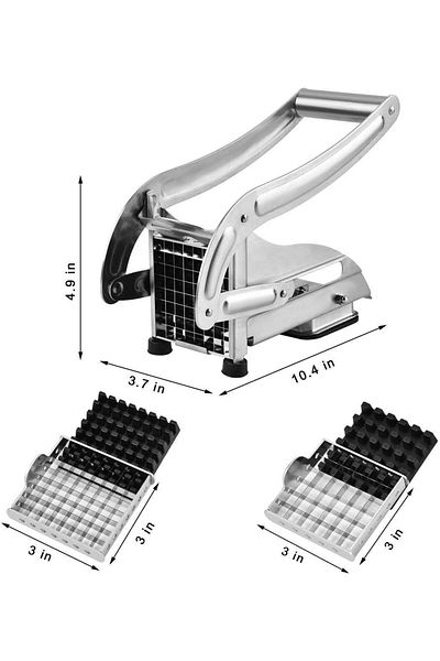 Generic Potato Chippers, Homeself Stainless Steel French Fries Cutter, Homemade Potatoes Slicer with 2 Thic