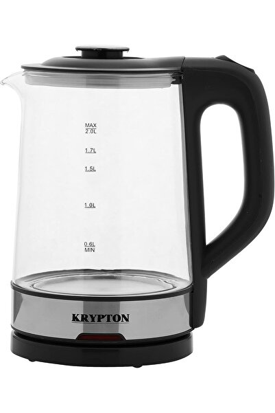 KRYPTON غلاية كهربائية زجاجية لاسلكية سعة 2 لتر وقوة 1500 وات KNK6221 أسود/فضي