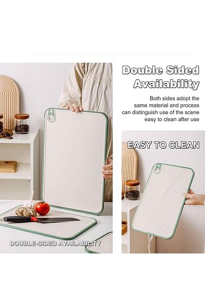 Generic X spring Kitchen Chopping Board, 3 PCS Non Slip Chopping Board with 3 Sizes, Wheat Straw Cutting Bo