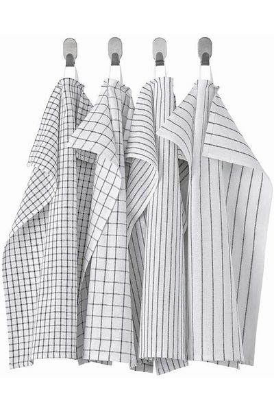 Generic IKEA ASIA RINNIG Tea Towel, Patterned, 45x60cm, Set of 4 (Dark Grey)