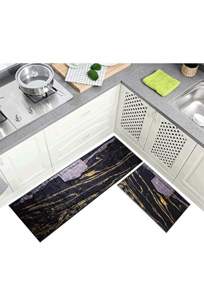 Generic سجادة مطبخ مضادة للانزلاق من هوم كونسيبت، قطعتان، لون بني، 122×40 سم ...