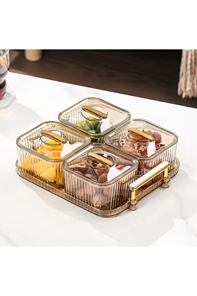 Arabest Serving Tray with 4 or 6 Pcs Removable Dish Bowls,for Fruit Dessert C...