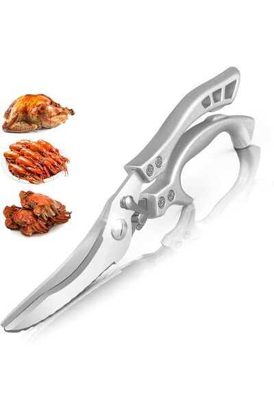 007 Heavy-Duty Stainless Steel Multi-Purpose Kitchen Scissors with Safety Lock (Silver) - Meking Tech