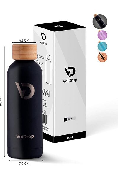 Generic VOIDROP-Thermal Bottle - Bamboo cap bottle-Vacuum Insulated Water Bottle-Double Layer Stainless Ste