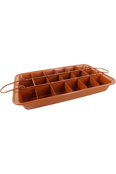 Generic Brownie Baking Pan Nonstick Copper Steel with Built-In Slicer, Ensures Perfect Crispy Edges, Metal