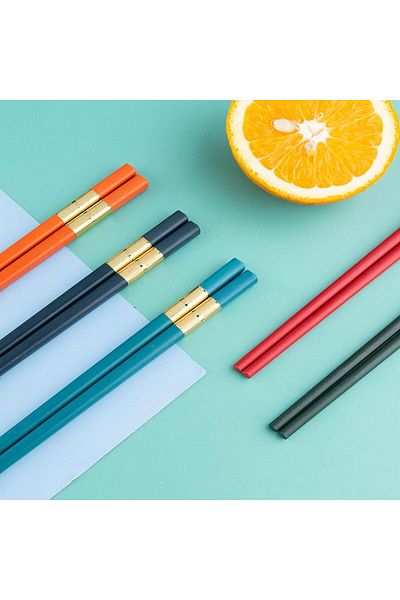 Generic RCQD Chopsticks, 5 Pairs Dishwasher Safe Metal Chopsticks, Reusable Chopsticks, Easy to Use, Square