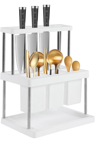 Generic NALACAL Knife Block Holder Drainer Rack, Universal Kitchen Storage Stand, Spoon Chopsticks Fork Dra