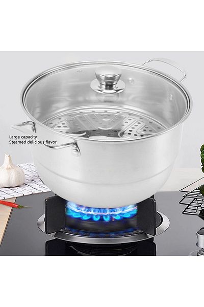 Generic LJCM Food Steaming Pot, Multipurpose Stainless Steel Steam Pot Food Grade 304 Stainless Steel Thick