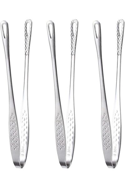 Generic KASTWAVE Set of 3 Stainless Steel Grill Tongs for Cooking Baking Serving Food Sweets Bread Cake Ide