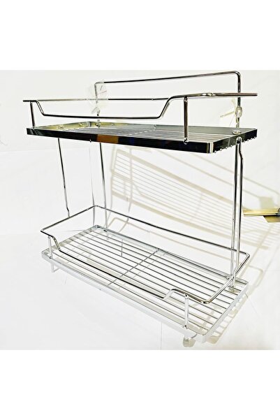 Generic رف مطبخ ECVV مكون من طبقتين - حامل منظم سطح عمل من الفولاذ المقاوم لل...