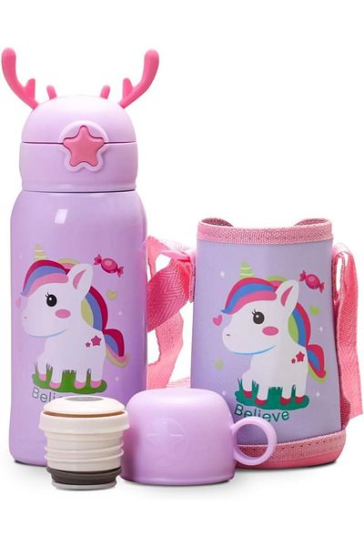Generic KASTWAVE Kids Water Bottle for School with Straw Lid, 16 oz Stainless Steel Insulated Water Bottle