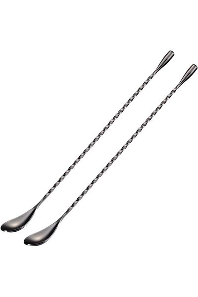 Generic Briout Bar Spoon Cocktail Mixing Stirrers for Drink, Stainless Steel 12 Inches Long Handle, Black 2