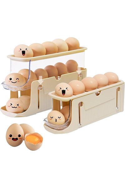 Generic XIUWOO Egg Holder for Refrigerator, Egg Container 3-Tier,Foldable Egg Storage, Automatic Egg Rollin