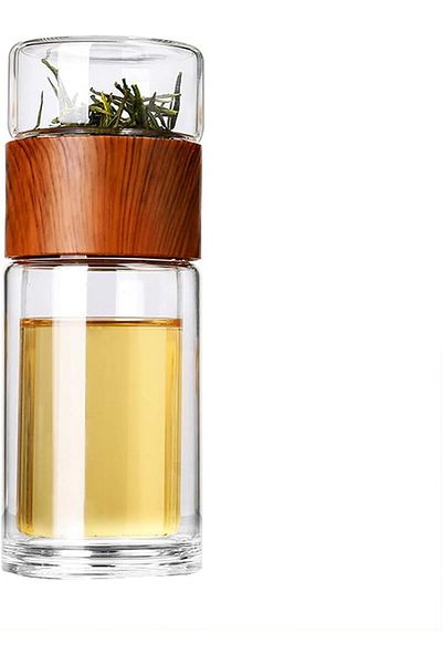 Generic Goodern 230ML Glass Tea Infuser,Bottle Tea Flood Cup,Double Wall Portable Travel Tumbler Mug,Leakpr