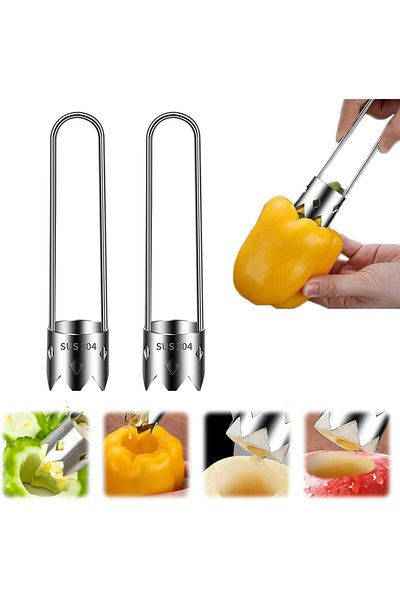Generic Stainless Steel Pepper Corer Seed Remover Tool, Premium Pepper Corer, Upgraded Fruit Core Remover,