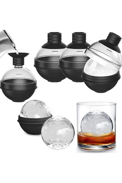 Generic DHB tech 4 Pack Ice Cube Tray,Round Silicone Ice Cube Mold, Individual BPA Free Ice Ball Makers wit