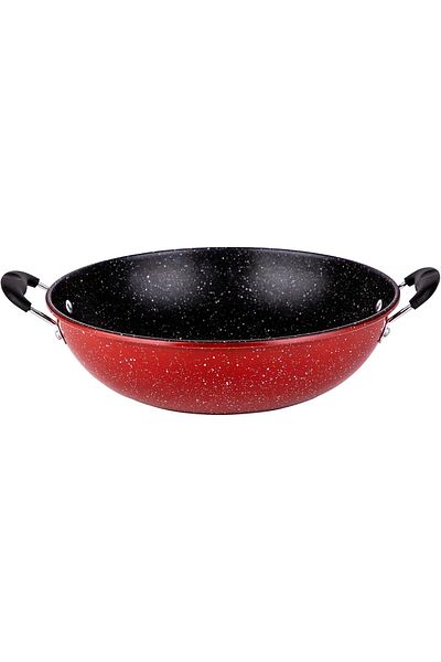 Generic Bister 24-189 non-stick wok pan granitetwo side handle size: 36cm black & red