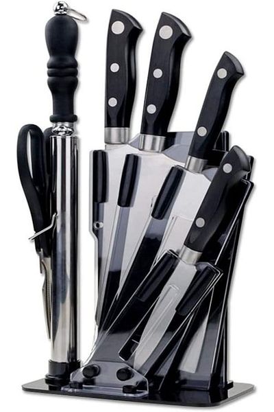 Generic AGD 6-Piece Knives Set With Stand 17X36X15 silver/black 1103250503877