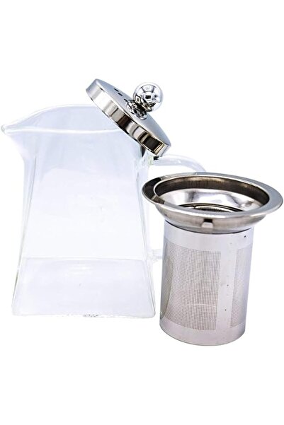 Generic داخل الشركة | إبريق شاي زجاجي هرمي أنيق مقاوم للحرارة مع فلتر من الفو...