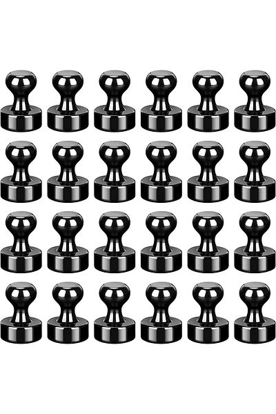 Generic ECVV Refrigerator Magnets, 24pcs Magnetic Push Pins, Magnets for Fridge, Black Brushed Push Pins Ma