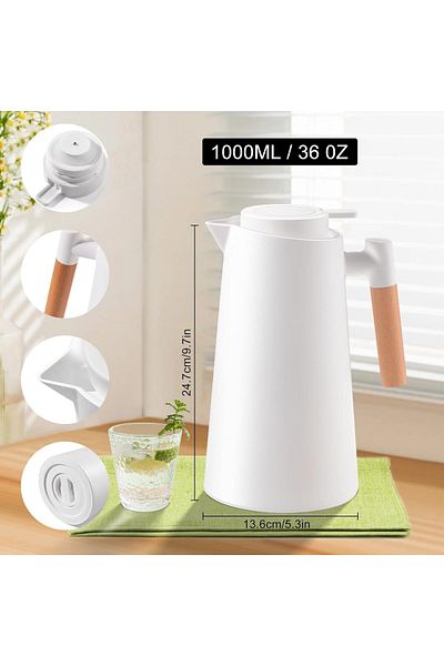 Generic URbazaar Thermal Coffee Carafe, 1L Double Walled Vacuum Thermos Coffee Pots With Sponge Brush, Glas