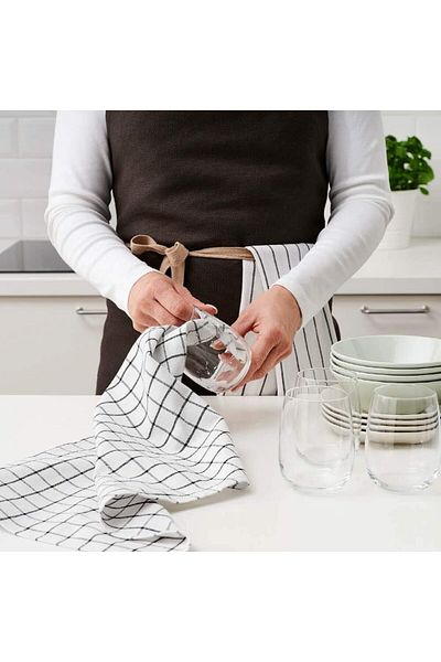 Generic IKEA ASIA RINNIG Tea Towel, Patterned, 45x60cm, Set of 4 (Dark Grey)