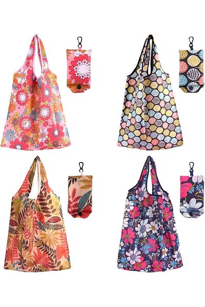 Generic KASTWAVE Large Waterproof Reusable Grocery Bags - 4 Pack Extra Large Foldable Totes with Handles fo
