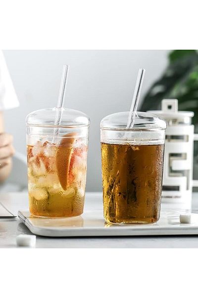 Generic Tofficu Straw Water Bottle Wide Mouth Smoothie Cups Drinking with Portable Cup Large Capacity Cup G
