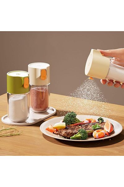Generic 2 Pack Glass Salt and Pepper Shakers, Precise Quantitative Push Type, 0.02oz Metering Salt Shaker G