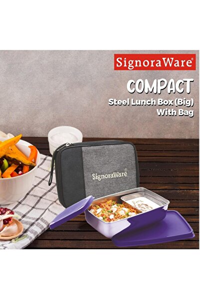 Generic Signoraware 150ml+850ml Stainless Steel Lunch Box with Bag (Violet)