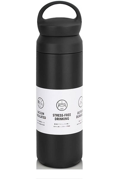 Generic Vacuum thermos container 500ml black Coffee Tea In Travel and Car mugs Insulated Stainless Steel Co