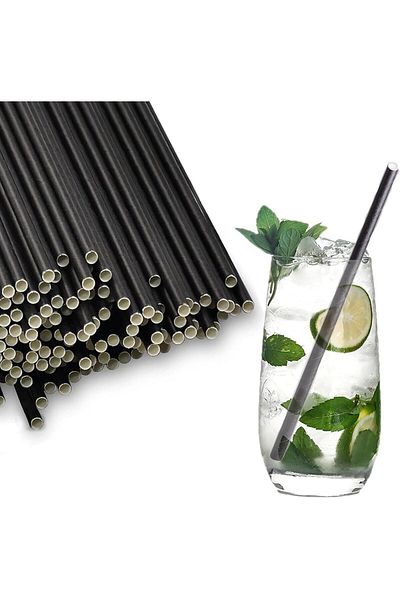 Generic Paper Straws, Black Drinking Straws Eco-Friendly Disposable Straws Durable Eco-Friendly Drinking St