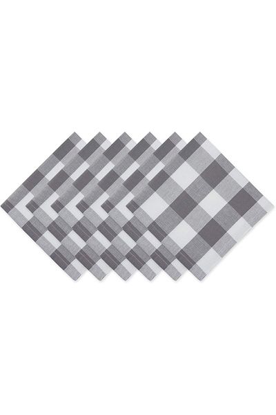 Generic DII Buffalo Check Collection, Classic Farmhouse Tabletop Set, Napkin Set, 20x20, Gray & White, 6 Pi