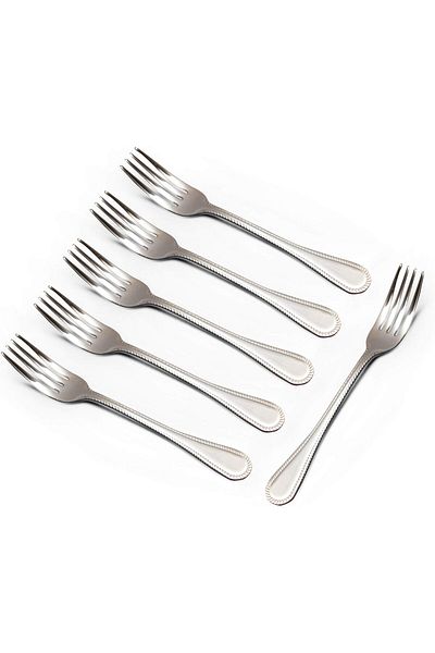 Generic Soleter Stainless Steel Cake Fork With Mirror Polish | 6 Pieces Fruit Forks | Dessert Pastry Salad