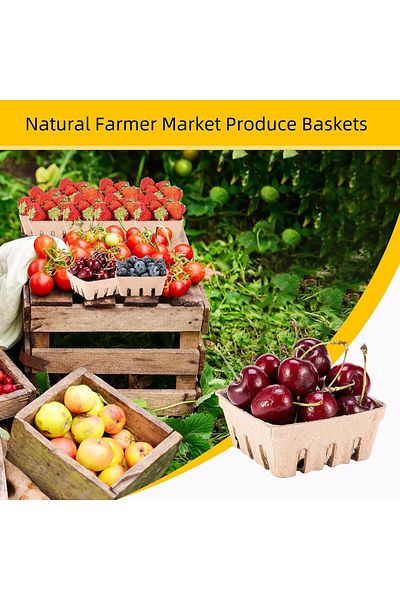 Generic Tazweeq 60Pcs Pulp Fiber Berry Basket, Molded Containers Vented for Fruit, Small Produce Basket Con