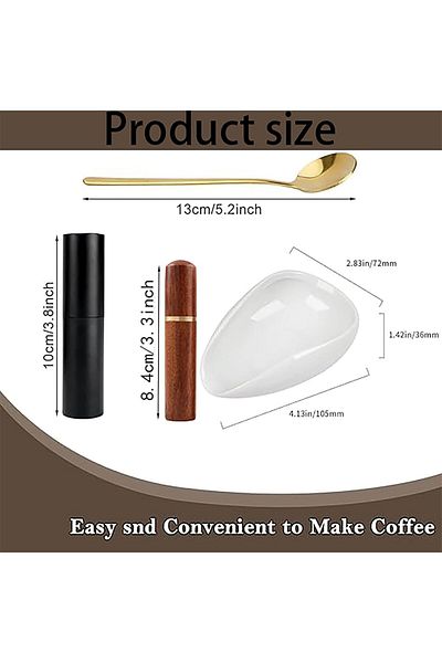Generic HIHIDAY 4Pcs Coffee Bean Dosing Cup and Spray Bottle 6 Needles Espresso Coffee Stirrers Spoon Set C