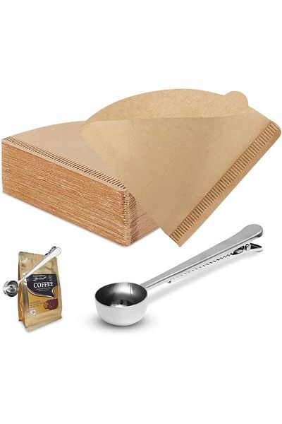 Generic HighTech4All Scoop For Coffee +Filter Coffee Paper 100 pcs, V60 Unbleached Disposable Filter Papers