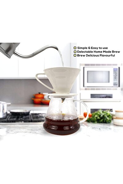MIBRU V60 Coffee Brewing Set — 6-piece Manual Drip Coffee Kit with Scale, Grinder, Glass Server, F