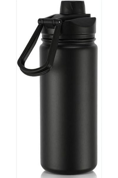 Generic WDA Insulated Water Bottle, 480 ml, Black, with Carabiner Clip