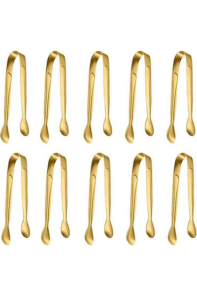 Generic KASTWAVE 10-Piece Stainless Steel Tongs Set - Versatile Mini Serving, Ice Cube & Rock Candy Tongs i