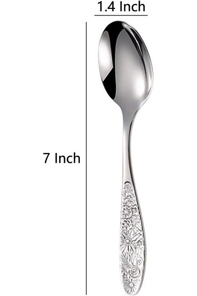 Generic KASTWAVE Hammered Pattern Stainless Steel Bouillon Spoon,Embossed Pattern Flatware,Hammered Surface