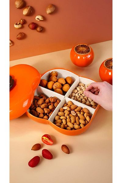 Generic Sweet seven 4-Compartment Divided Serving Tray with Lid - BPA-Free Snack Platter Container for Appe