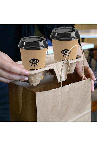 Generic Lainrrew 25 Pcs 2 Cups Biodegradable Drink Carriers, Compostable Drink Carry Trays Cup Holders for