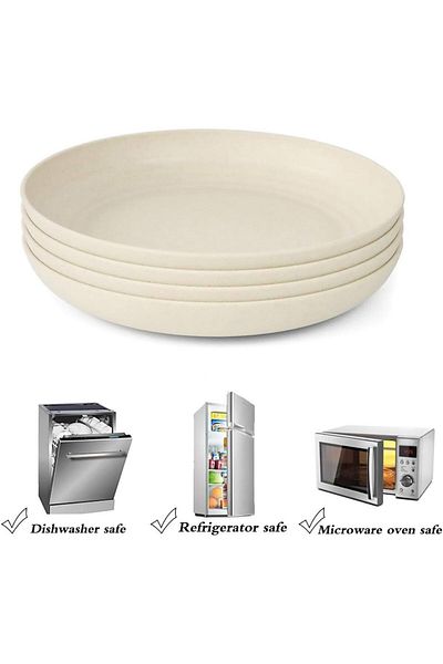 Generic Paporich 9 Inches Unbreakable Wheat Straw Plates, Reusable Plate Sets of 4, Dishwasher & Microwave
