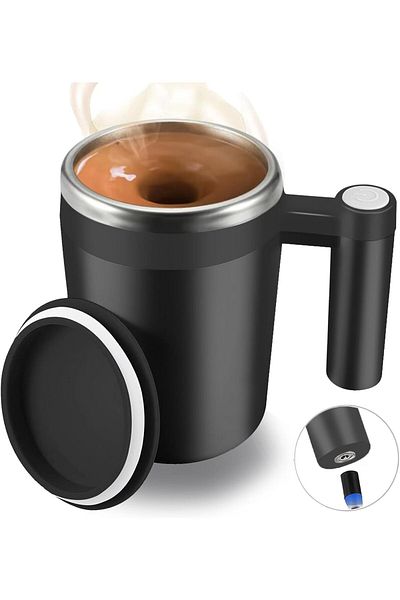 Generic FCSWEET Self Stirring Mug,Rechargeable Auto Magnetic Coffee Mug with 2Pc Stir Bar,Waterproof Automa