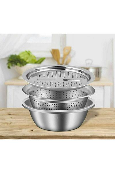 Generic Multi-Functional Stainless Steel Kitchen Basin – Large Colander for Washing Vegetables, Fruits & Dr